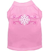 Christmas Screenprinted Dog Shirt, "Pink Snowflake Swirls"