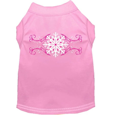 Christmas Screenprinted Dog Shirt, "Pink Snowflake Swirls"