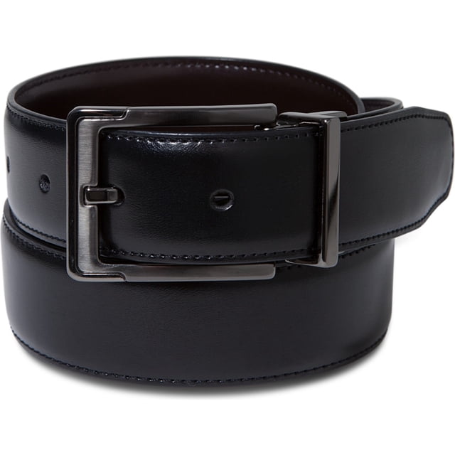 Perry Ellis Cinturón de cuero para hombre, negro, 42 Perry Ellis Medio