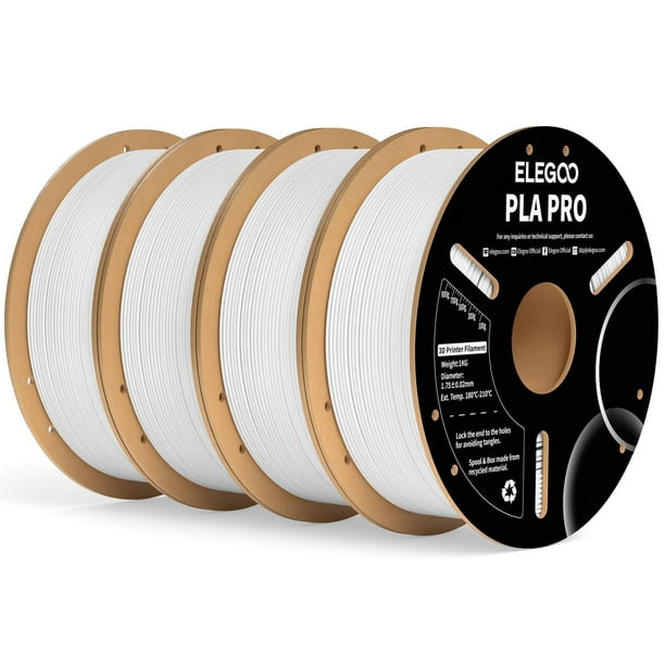 Filamento para impresora 3D ELEGOO PLA PRO, 1,75 mm, blanco, 4 kg