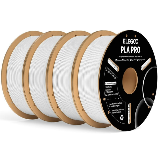 Filamento para impresora 3D ELEGOO PLA PRO, 1,75 mm, blanco, 4 kg