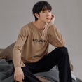 thumbnail image 2 of Pijamas de primavera y otoño para hombre, se pueden usar al aire libre, cuello redondo, manga larga, traje informal de algodón con cuello redondo para el hogar para primavera y otoño para hombre, 2 of 6