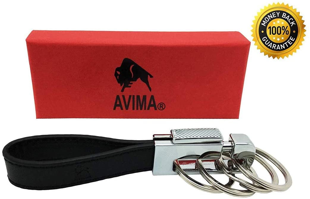 AVIMA BEST Premium Genuine Leathe Car Key Key Fob with 1 Key Ring