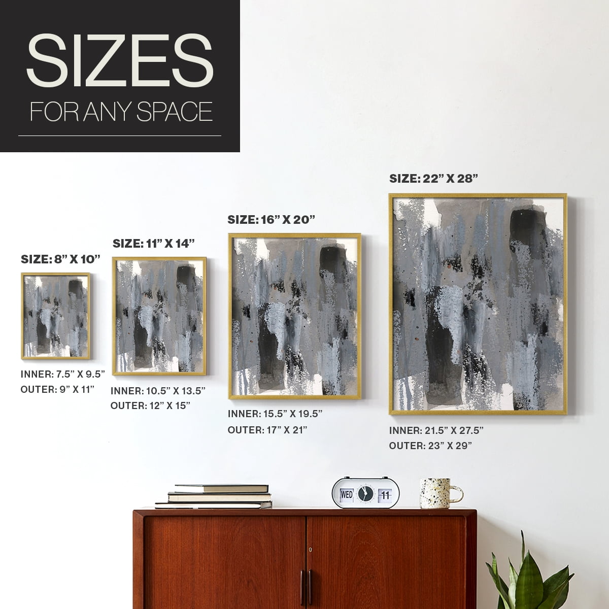 Loft Pastel IV Framed Print in Gold Solid Wood Framed Print No Nail Hanging