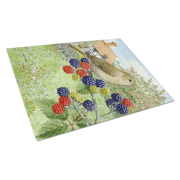 Caroline's Treasures Garden Warbler Glass Cutting Board Large