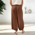 thumbnail image 6 of Delayuji Womens Wide Leg Pants Cotton Linen Pants Barrel Pants Baggy Elastic Waisted Pants Loose Trousers With Pockets, 6 of 7