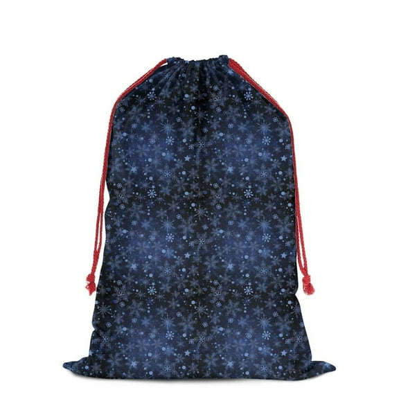 Christmas Bags Drawstring,Dark Blue Christmas Snowflake Pattern Large Xmas Christmas Gift Bags,Reusable for Xmas and New Year Party Favors and Supplies,27.6" X 19.7"