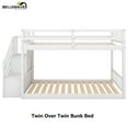 thumbnail image 5 of Bellemave Twin Over Twin Bunk Bed With Stairs Wood Bunk Bed Frame with Storage and Guardrail Bunk Bed, Floor Bed with Wood Slats Support, White, 5 of 11
