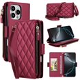 thumbnail image 2 of For iPhone 13 Pro Max RFID Blocking Wallet Case, Crossbody Purse Phone Case with 9 Card Slots, Zipper Pocket & Detachable Strap,Red,For iPhone 13 Pro Max, 2 of 9