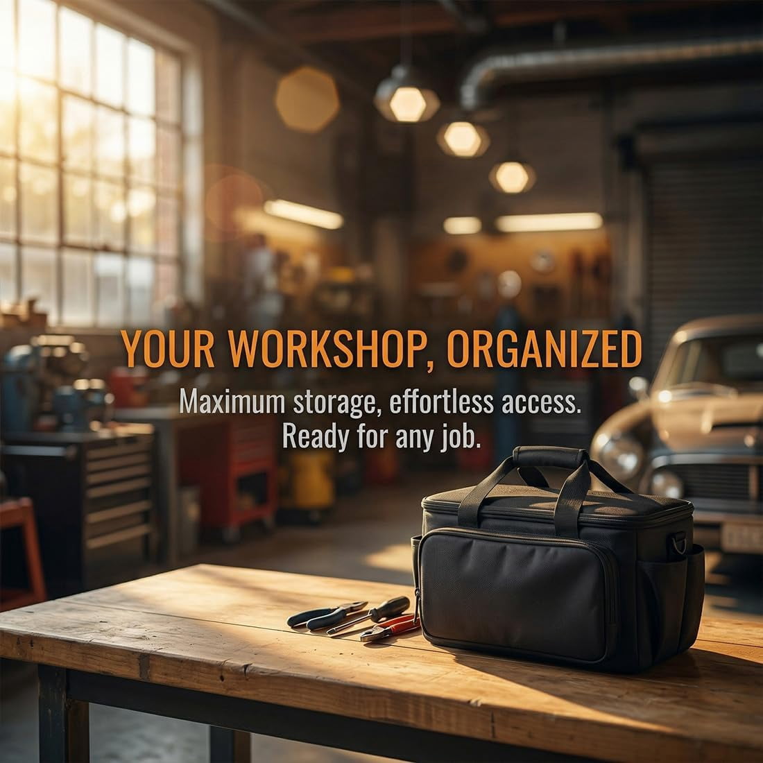 14-Inch Heavy-Duty Canvas Tool Bag, Multi-function Large Capacity Tool Bag Organizer Tote Bag with Adjustable Shoulder Strap, Exterior Pockets for Hand Tools for Electrician Plumber, Brown