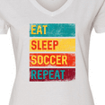 thumbnail image 4 of Inktastic Eat Sleep Soccer Repeat Women's V-Neck T-Shirt, 4 of 5