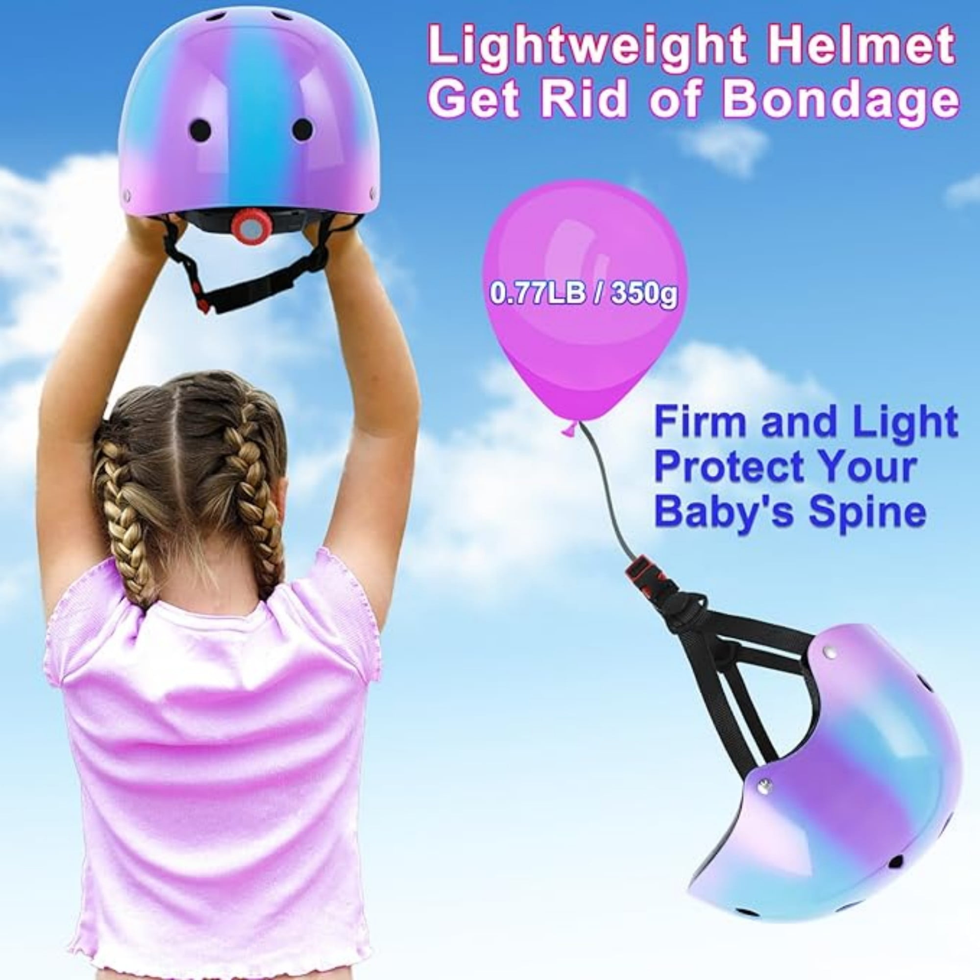 YouLoveIt Children Bike Helmet Children Sport Protective Gear Set with Knee Pads Elbow Pads Wrist Guards Youth Skateboard Helmet For Boys Girls Toddler Helmet