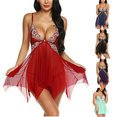 

Foraging dimple Women Fashion Suspenders Strap Sexy Nightdress Underwear Purple