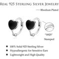 thumbnail image 7 of Solid 925 Sterling Silver Love Heart Hoop Earrings for Women Teens Black Heart Hoop Earrings Huggie, 7 of 7