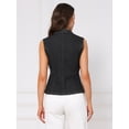 thumbnail image 4 of DARING DIVA Women's Button Down V Neck Elastic Waist Sleeveless Waistcoat S Black, 4 of 7