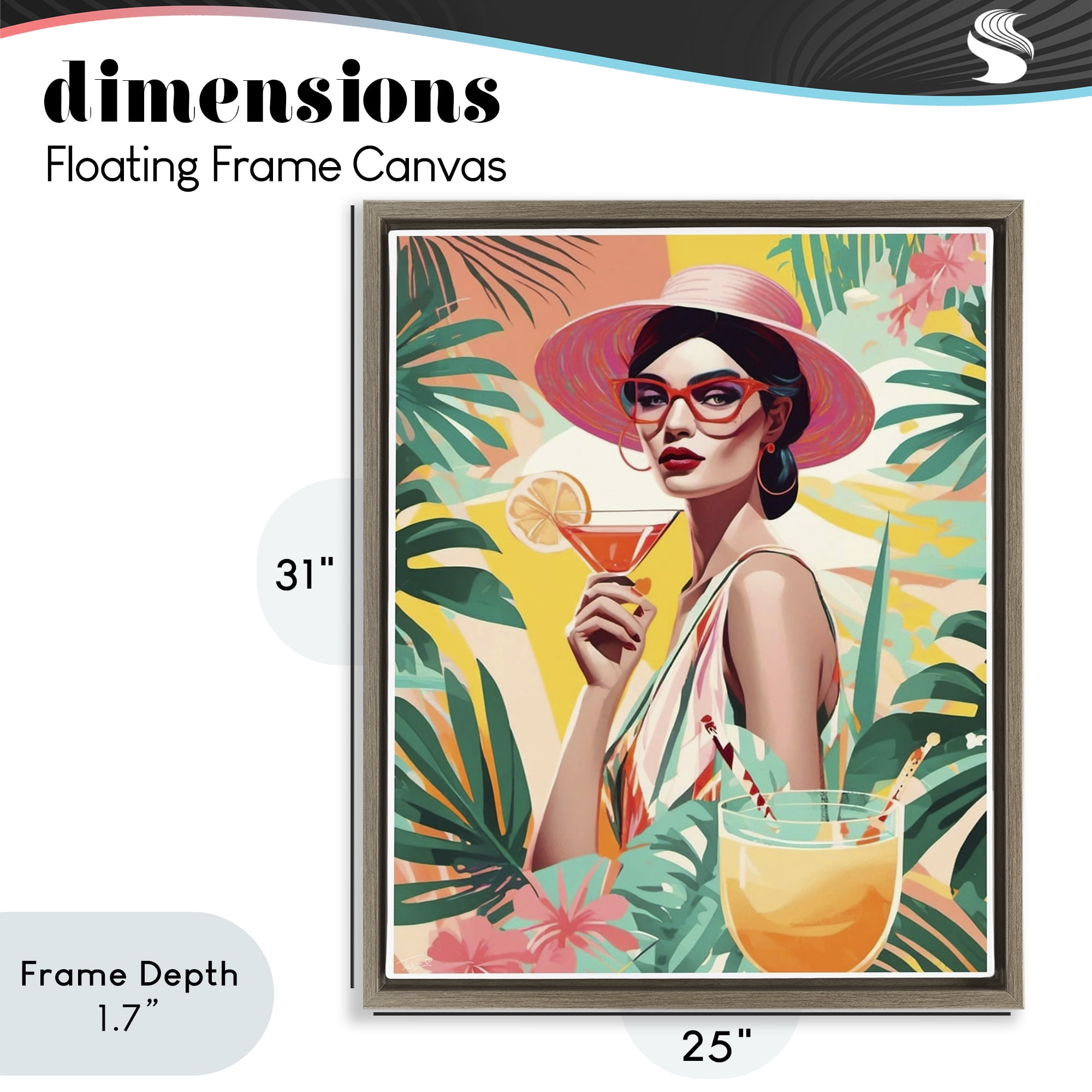 Stupell Industries Exotic Summer Cocktail Brown Framed Floater Canvas Wall Art, design by Tabz Jones