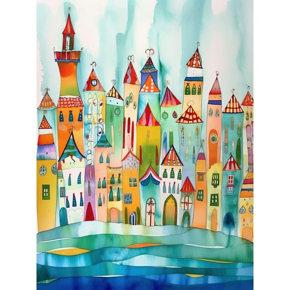 Cinque Terre Seaside Village Folk Art Unframed Wall Art Print Poster Home Decor Premium