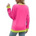 thumbnail image 4 of Holzkary Womens Sweatshirts Color Block Long Sleeve Tops Fall Casual Crewneck Shirts Trendy Loose Fit Tunics Top Loose Top Sweatshirt Crew Neck Loose Top with Color Decorative Edge Fashion Hot Pink S, 4 of 4