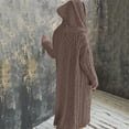 thumbnail image 4 of Ropa de abrigo larga de punto informal con capucha suéter cárdigan largo grueso para mujer, 4 of 4