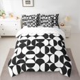 thumbnail image 3 of Castle Fairy Abstract Split Circle 7-Piece Twin Bedding,Retro Curved Bedding Comforter Set,Black White,Reversible, 3 of 7