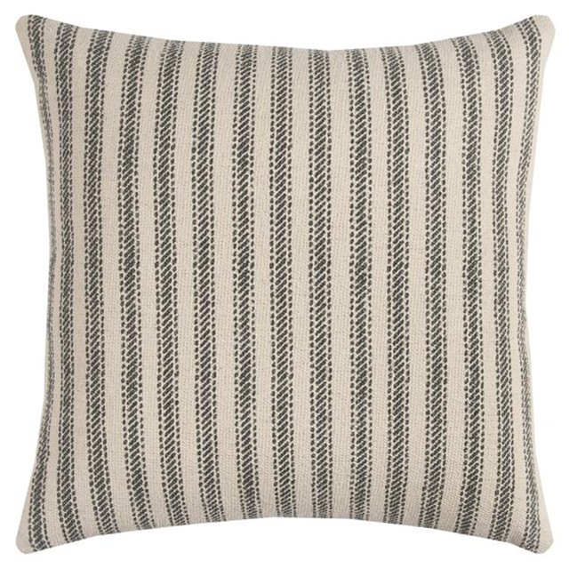 HomeRoots 403220 Gray Natural Ticking Stripe Throw Pillow