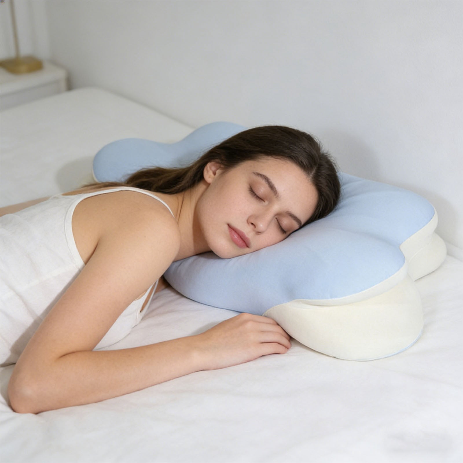 Flower Shaped Ergonomic Cloud Cervical Pillow, Neck Pain Relief Bed Pillow for Side Back Stomach Sleepers, Breathable Anti-Pilling Soft Sleeping Pillow