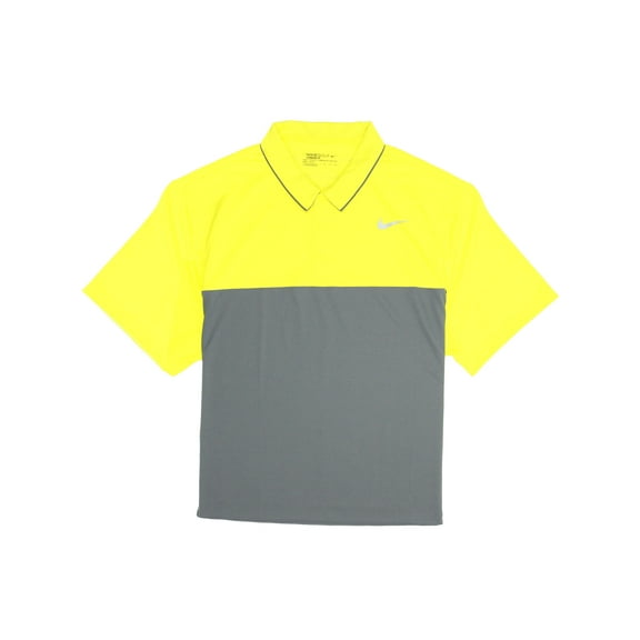 Nike Golf Men's Color Block Dri-Fit Polo Shirt Golf (Large, Yellow/Gray)