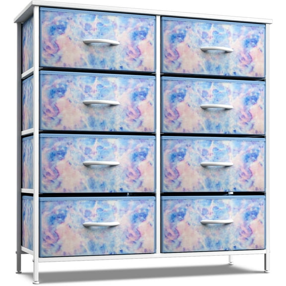 Sorbus Dresser with 8 Drawers - Furniture Storage Chest Tower Unit for Bedroom, Hallway, Closet, Office Organization - Steel Frame, Wood Top, Easy Pull Fabric Bins (8-Drawer, Blue)