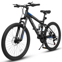 RONSHIN Mountain Bikes For Mens Womens, 24" Mountain Bike, 21-Speed Full Suspension Bicycles With Front Fork & Shock Absorber, Steel Frame Ergonomics City Bike