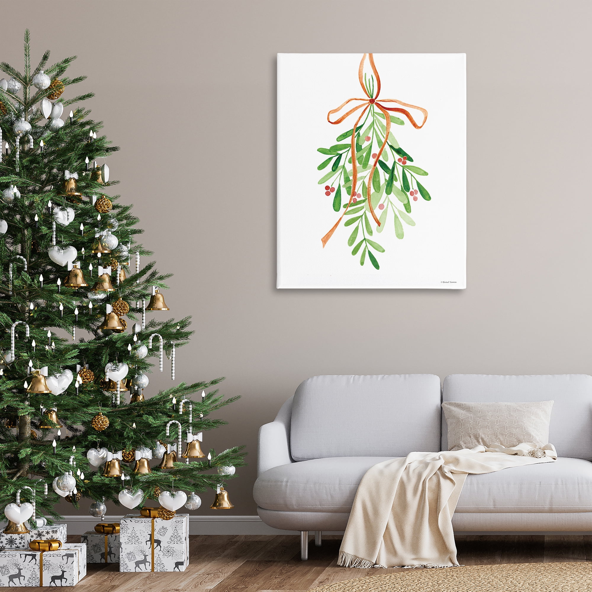 Stupell Industries Hanging Holly Botanicals Holiday Painting Gallery Wrapped Canvas Art Prints Wall Art, 36 x 48