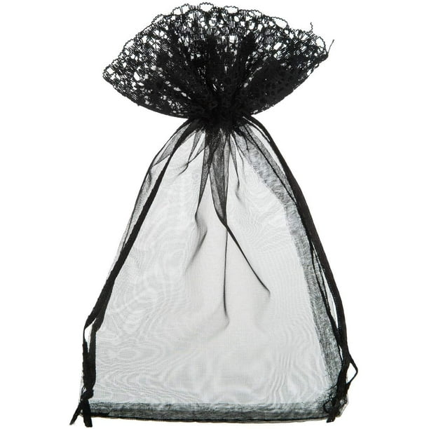 36 Pack Sheer Organza Drawstring Bags with Lace Decor Jewelry Pouches ...