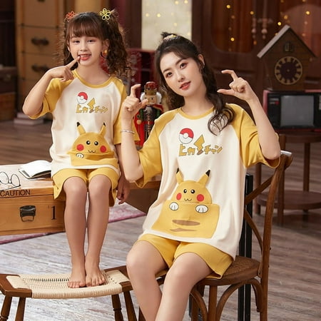 

Sanrio Hello Kitty My Melody Keroppi Cartoon Parent-Child Pajamas Summer Short Sleeve Thin Section Child Girl Loungewear Set