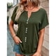 thumbnail image 4 of Verano Top Botón Delantero Manga Corta Cuello En V Transpirable Cómodo Casual Camiseta OD Verde L, 4 of 7