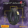 thumbnail image 3 of Pirelli Night Dragon Tire Set: 130/80B17 M/C 65H TL Front & 200/55R17 M/C 78V TL Rear Cruiser Motorcycle Tires - Superior Traction & Handling for High-Performance Cruisers with Keychain, 3 of 11