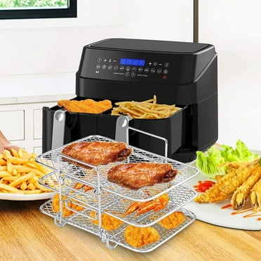 HEANUJJ Silver Multi Layer Air Fryer Rack Stainless Steel Cooking Dehydrating 1Set