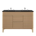 thumbnail image 3 of Pemberly Row 47.5" MDF Wood Double Sink Bathroom Vanity in Oak/Black, 3 of 4