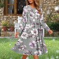 thumbnail image 2 of Enjoytime Casual Dresses for Women Floral Printed Crew Neck Long Sleeve Midi Dress Spring Flowy Vacation Dresses, 2 of 6
