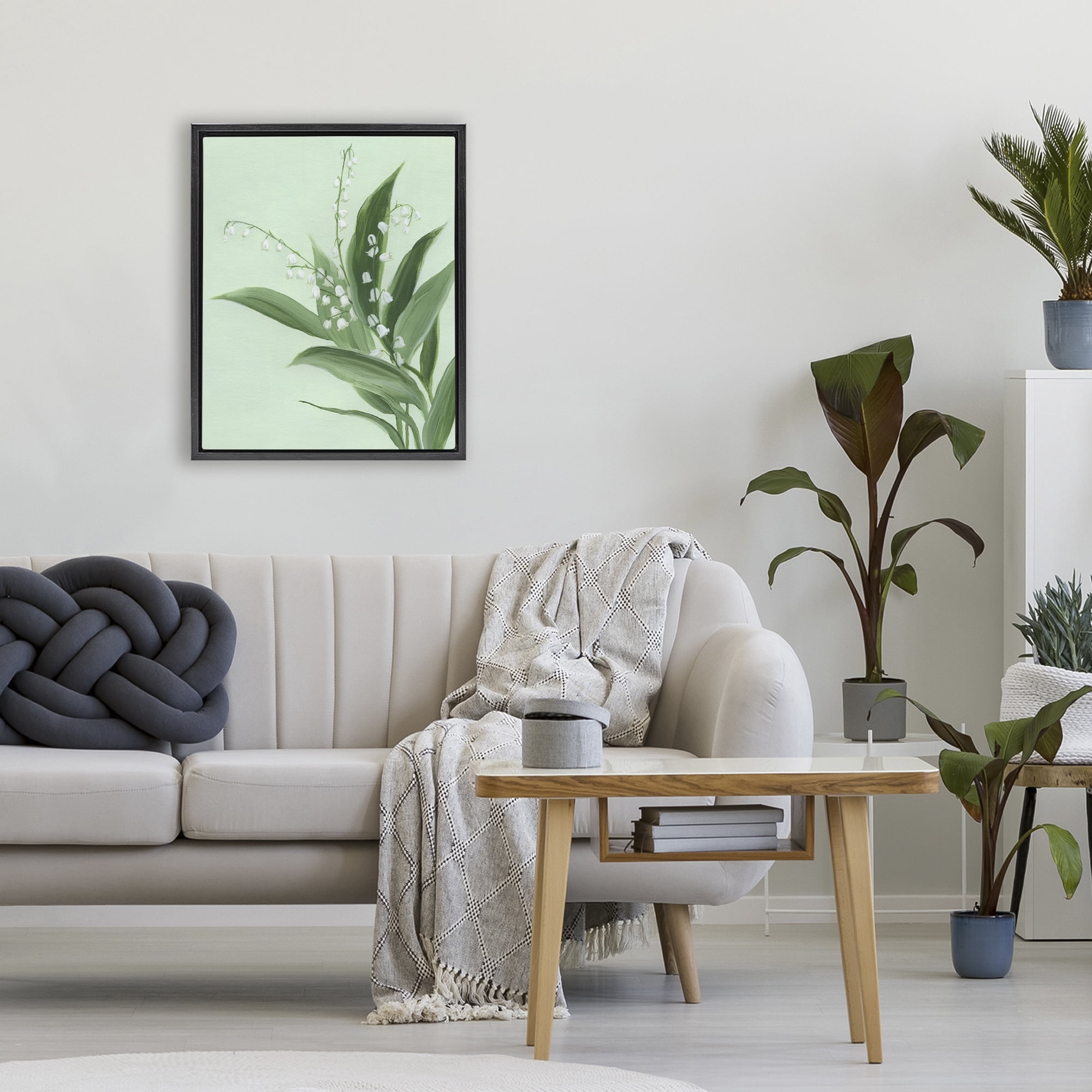 Stupell Industries Gentle Lily of Valley Black Framed Floater Canvas Wall Art, design by Grace Popp