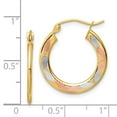 thumbnail image 7 of 14K Yellow Gold & Rhodium Plated Diamond-Cut Hoop Earrings, 7 of 7