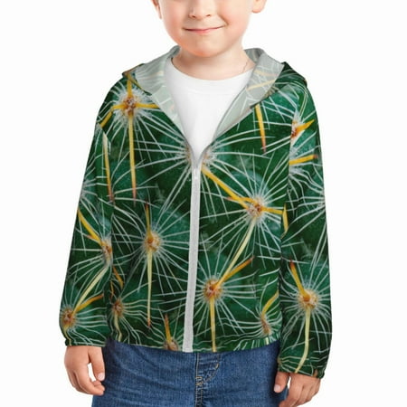 

Gaeub Thorns Of Macro Cactus Print Athletic Sun Protection Hoodie for Kids Long Sleeve Outdoor UV Shirt Running Fishing Top for Boys Girls-4 Years