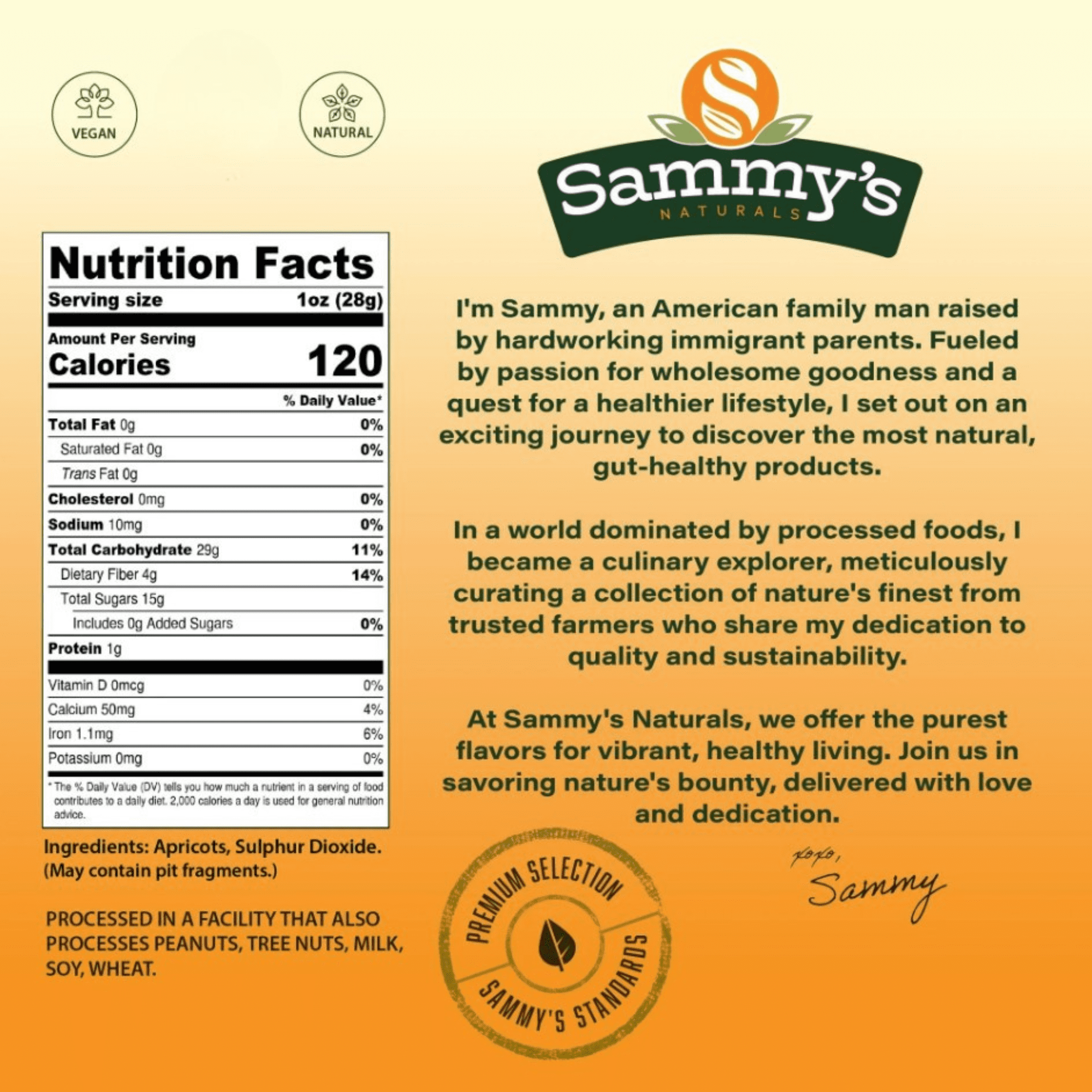 Sammys Naturals Turkish Sun-Dried Apricots, Pitted, No Sugar Added, Gluten-Free Vegan Kosher, Bulk Bag (32oz - 2 lb)