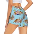 thumbnail image 2 of Uemuo Turtles And Corals Pattern Women's Athletic Shorts High Waisted Running Shorts with Liner Pockets Gym Elastic Workout Shorts-, 2 of 9