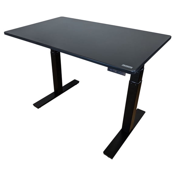 Uncaged Ergonomics RUBBKMDF60) Rise Up ( Bureau Assis-Debout Électrique à Hauteur Réglable, Mémoire, Deux Moteurs (Surface en MDF Noire/cadre Noir)