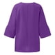 thumbnail image 5 of ICHUANYI Clearance Women's Fashion Summer V Neck Leisure Three-quarter Sleeve Solid Tops(Dark Purple, M) ICHUANYI WER2023080708009, 5 of 5