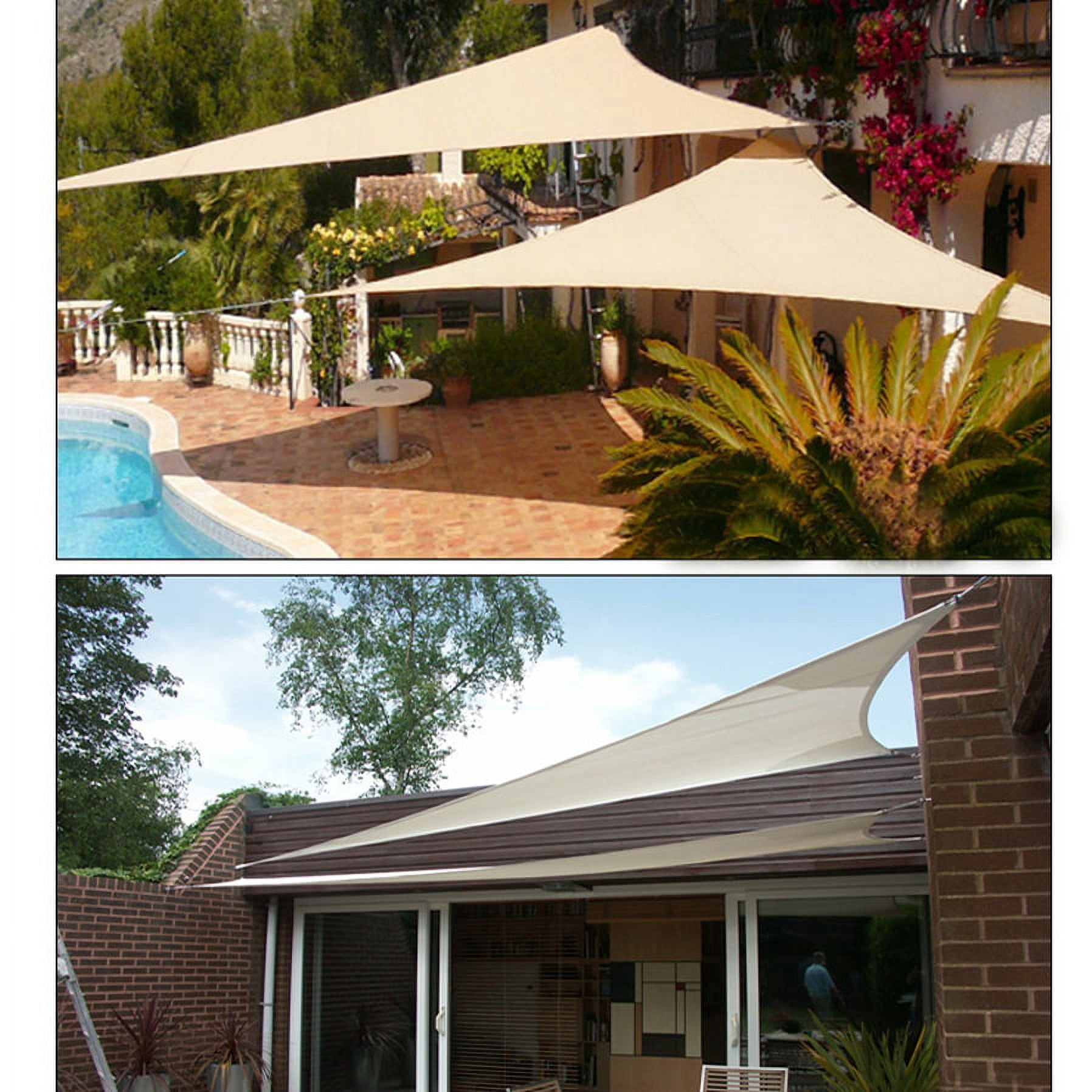 12’ Triangle Sun Shade Sail UV Top Outdoor Canopy Patio Lawn Backyard Cover Pool-Ecru
