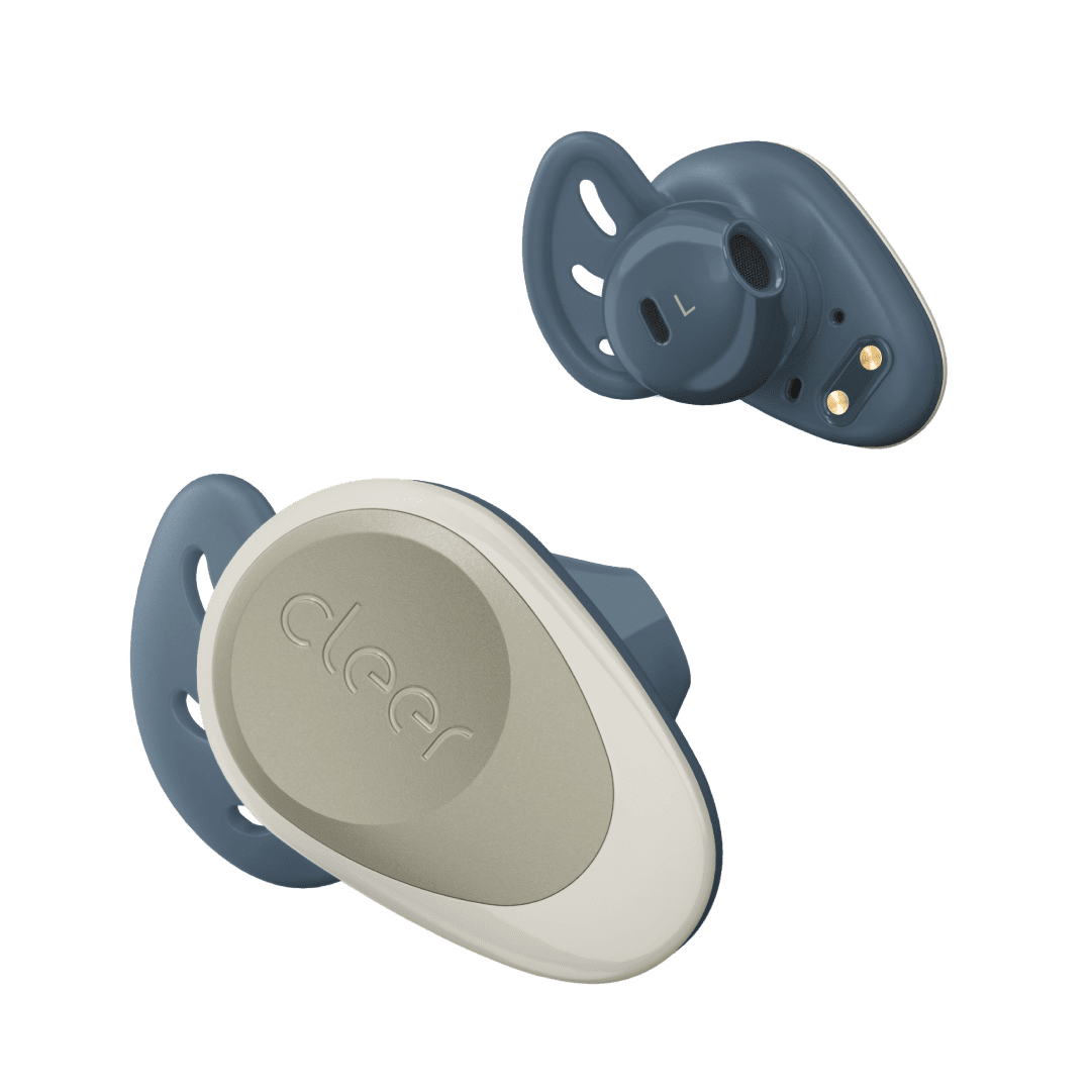 Cleer Audio GOAL Wireless Sport Earbuds - Äì Lightest Floating Freebit Passive Outer Canal Design Headphones, C-Skirts Secure Twist Fit, IPX4 Sweatproof Waterproof | Bluetooth 6hrs + 14hrs Case