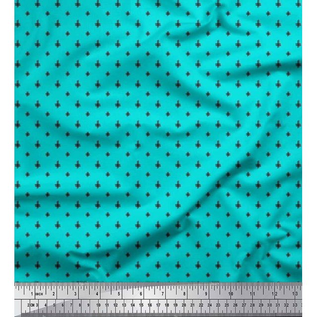 Soimoi Satin Silk Fabric Hash Sign Geometric Fabric Prints by Yard 42 Inch Wide