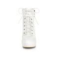 thumbnail image 6 of BLISSFUL STEP Women's Platform Lace Up Strap Block Heels Ankle Boots White 6, 6 of 7
