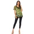 thumbnail image 5 of Sakkas Aline Women's Short Sleeve Casual Light Loose Scoop Neck Top Blouse Shirt - 19210-Green - One Size Regular, 5 of 5