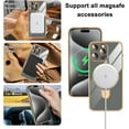 thumbnail image 4 of Gray for iPhone 15 Pro Max Case with Magnetic Ring Holder Kickstand [Compatible with MagSafe] [Built-in Camera Lens Protector] Glitter Gold Electroplated Slim Case for iPhone 15 Pro Max, 4 of 12